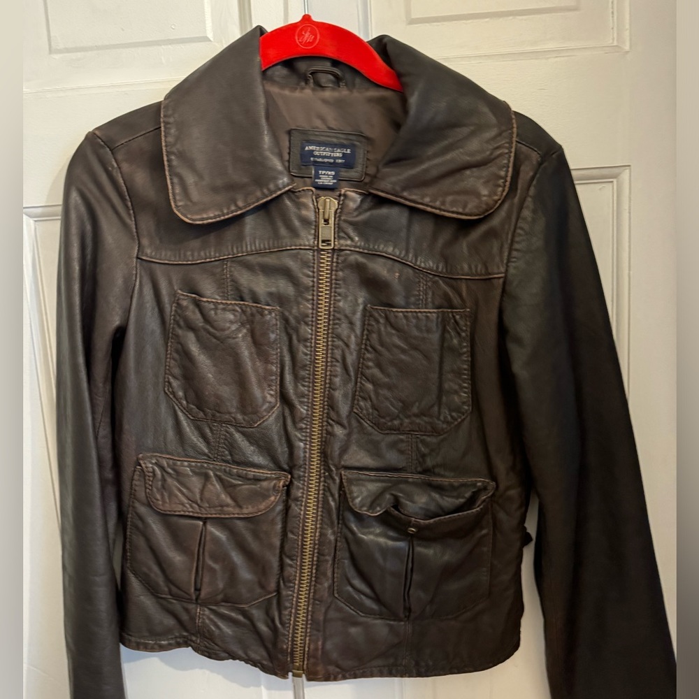 Brown leather jacket